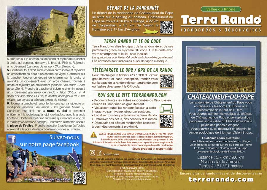 Randonnée pédestre de Châteauneuf du Pape et la tour de L'Hers en Vaucluse