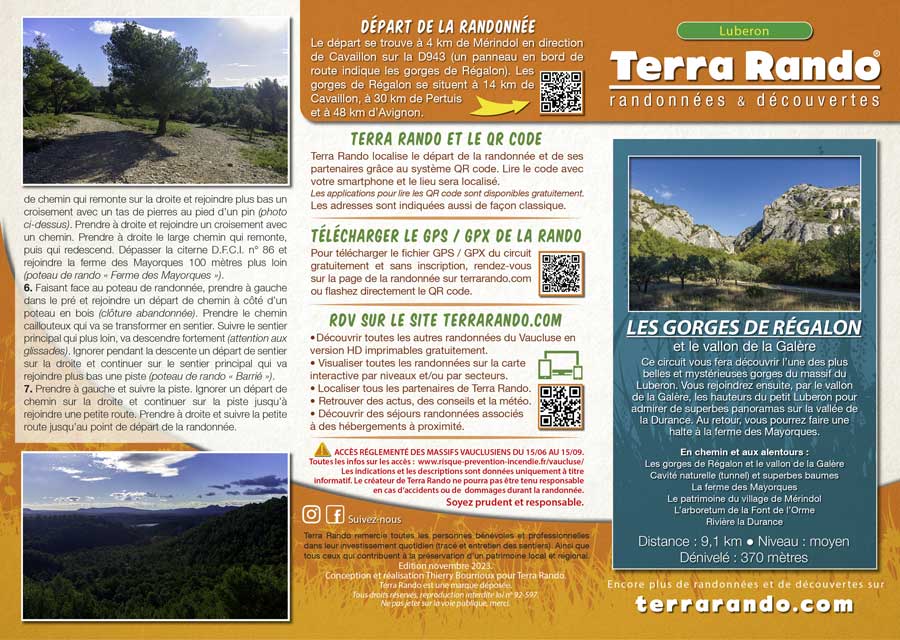 Randonnée pédestre des gorges de Régalon dans le Luberon