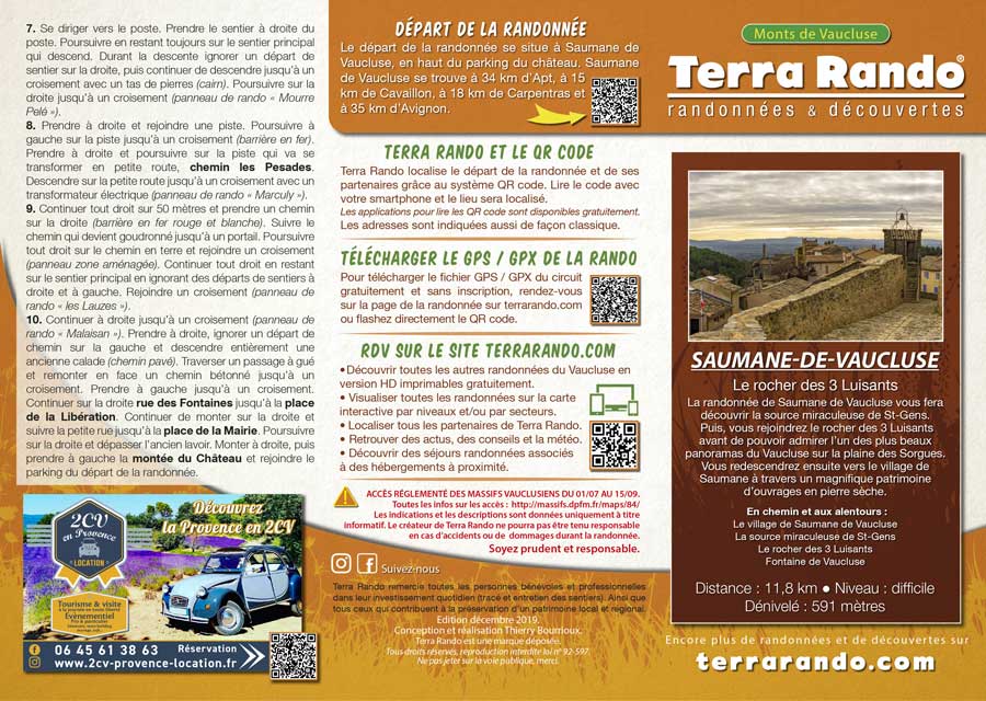Randonnée pédestre de Saumane de Vaucluse et le rocher des 3 Luisants