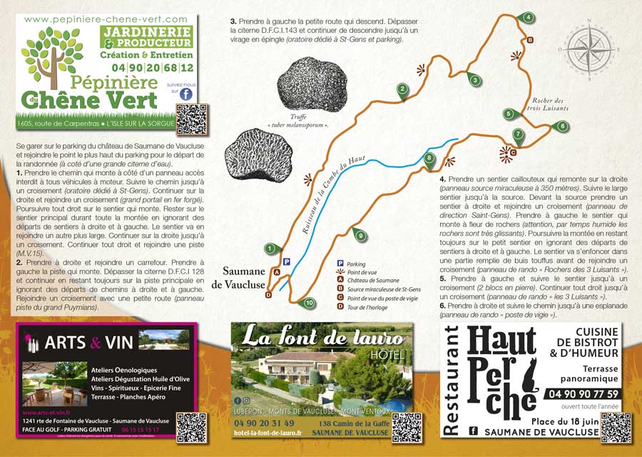 Randonnée pédestre de Saumane de Vaucluse et le rocher des 3 Luisants