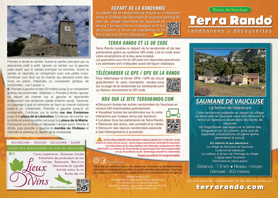 Randonnée pédestre de Saumane de Vaucluse et la ferme de Valescure