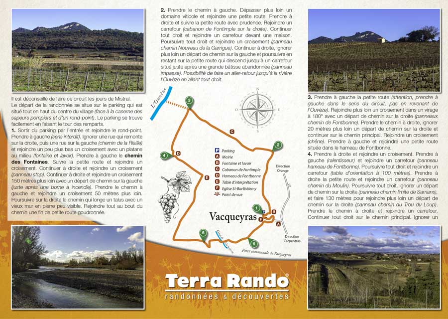 La randonnée pédestre de Vacqueyras entre Ouvèze et les Dentelles de Montmirail